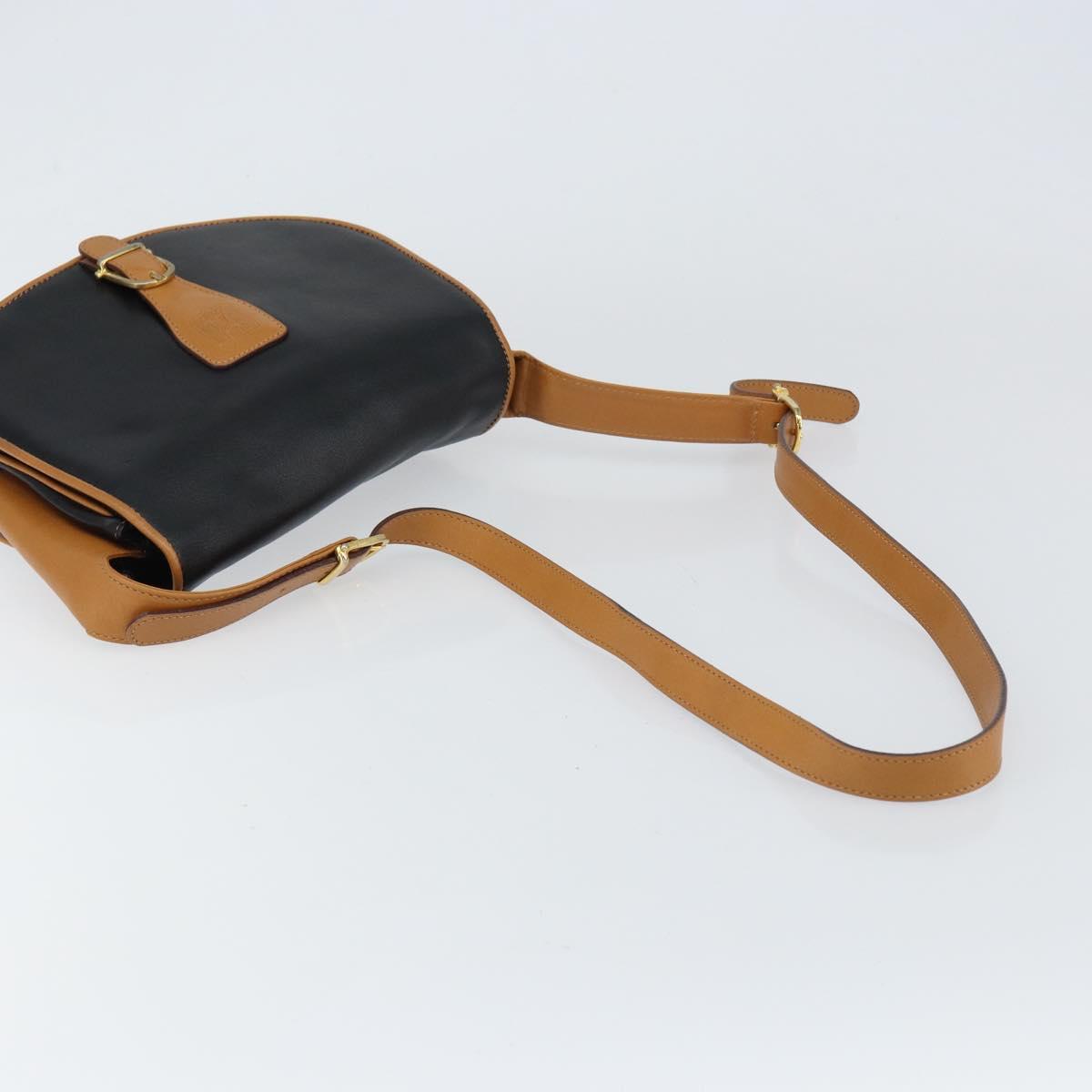 CELINE Shoulder Bag Leather Black Gold Auth gh1499