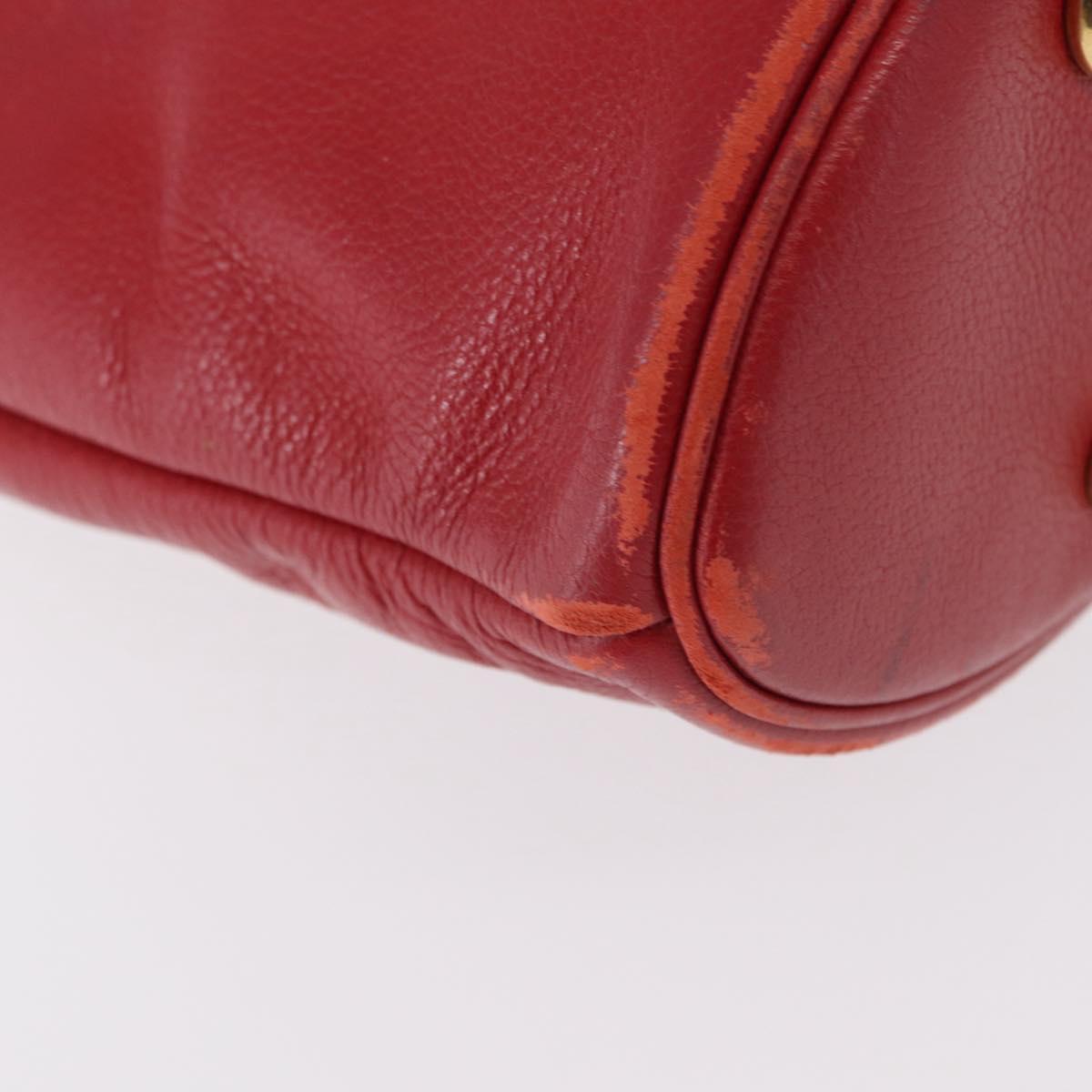 SAINT LAURENT Shoulder Bag Leather Red Gold Auth gh1500