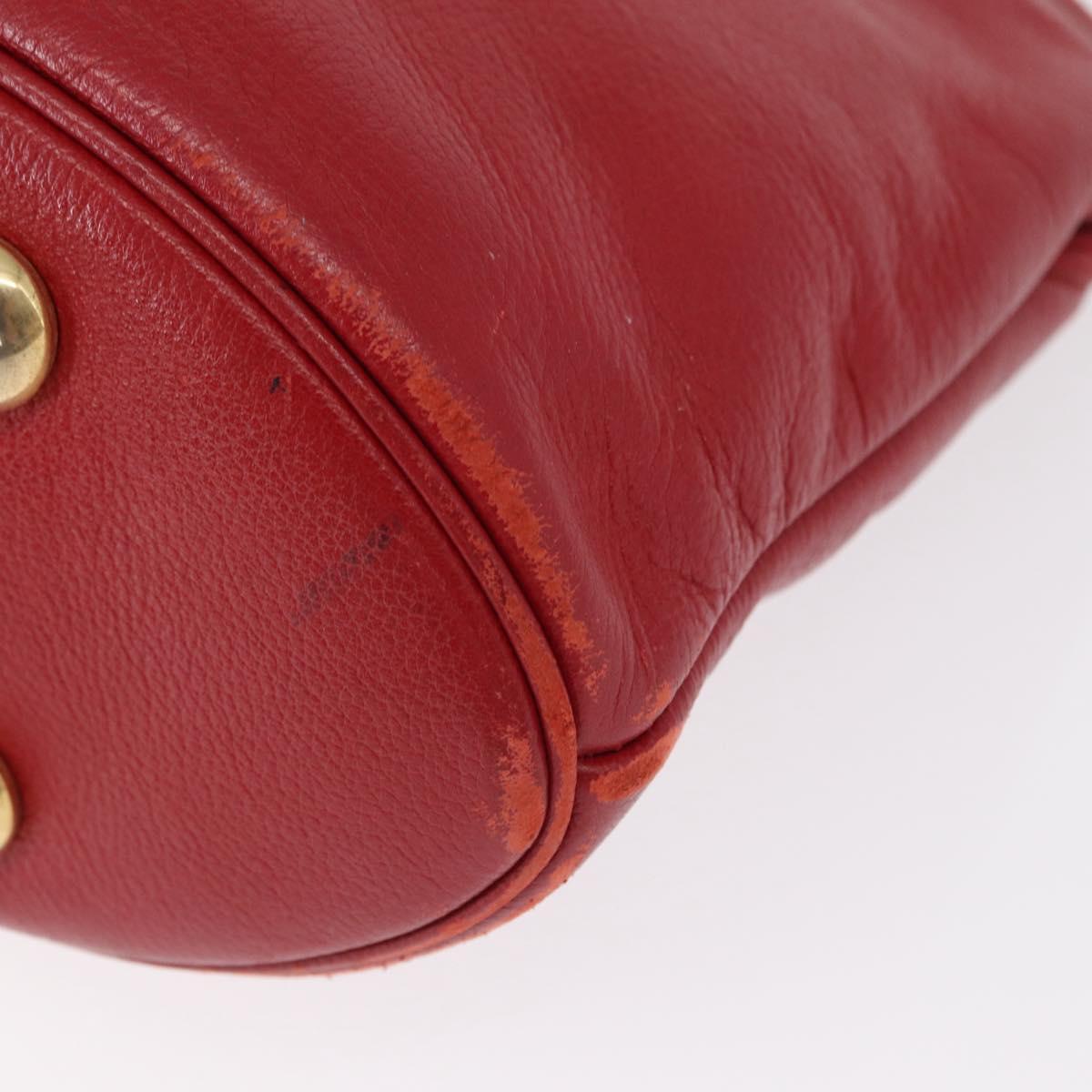 SAINT LAURENT Shoulder Bag Leather Red Gold Auth gh1500