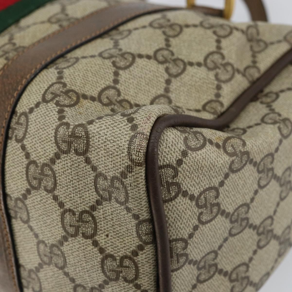 GUCCI GG Supreme Web Sherry Line Boston Bag PVC Beige Gold 40 02 006 Auth gh1505