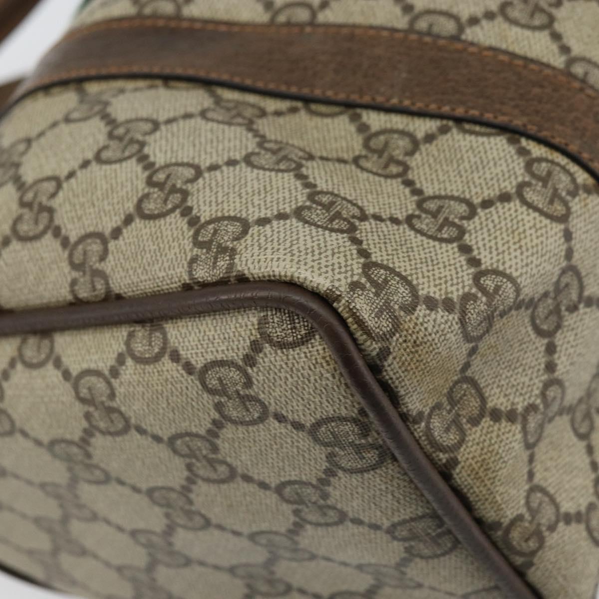 GUCCI GG Supreme Web Sherry Line Boston Bag PVC Beige Gold 40 02 006 Auth gh1505