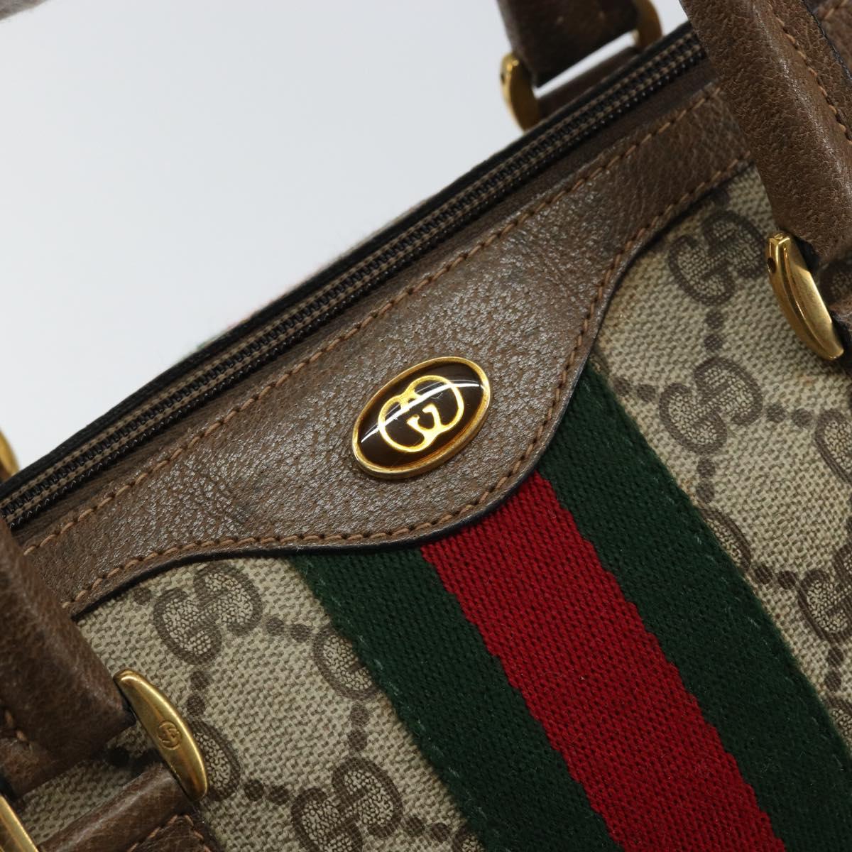 GUCCI GG Supreme Web Sherry Line Boston Bag PVC Beige Gold 40 02 006 Auth gh1505