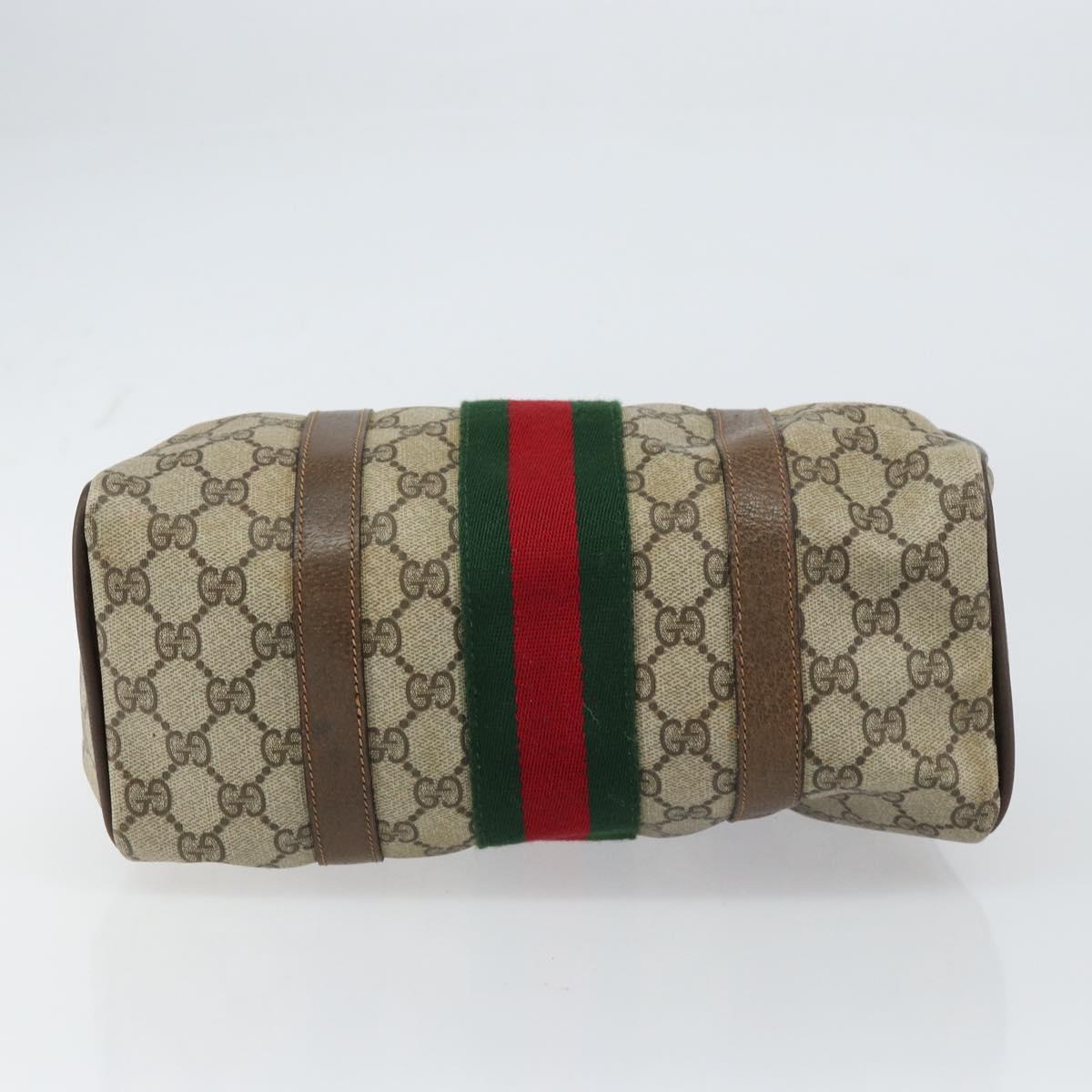 GUCCI GG Supreme Web Sherry Line Boston Bag PVC Beige Gold 40 02 006 Auth gh1505