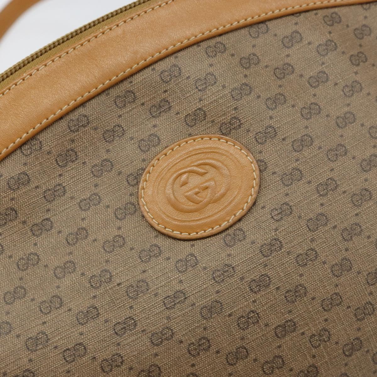 GUCCI Micro GG Supreme Shoulder Bag PVC Beige Gold 007 87 0096 Auth gh1507