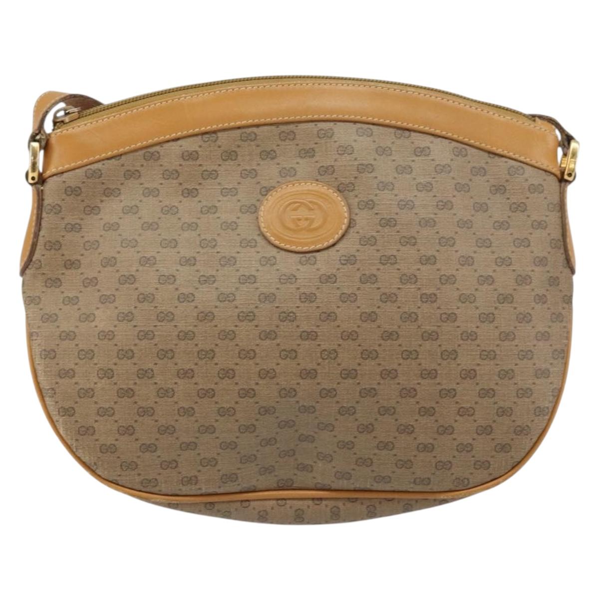 GUCCI Micro GG Supreme Shoulder Bag PVC Beige Gold 007 87 0096 Auth gh1507