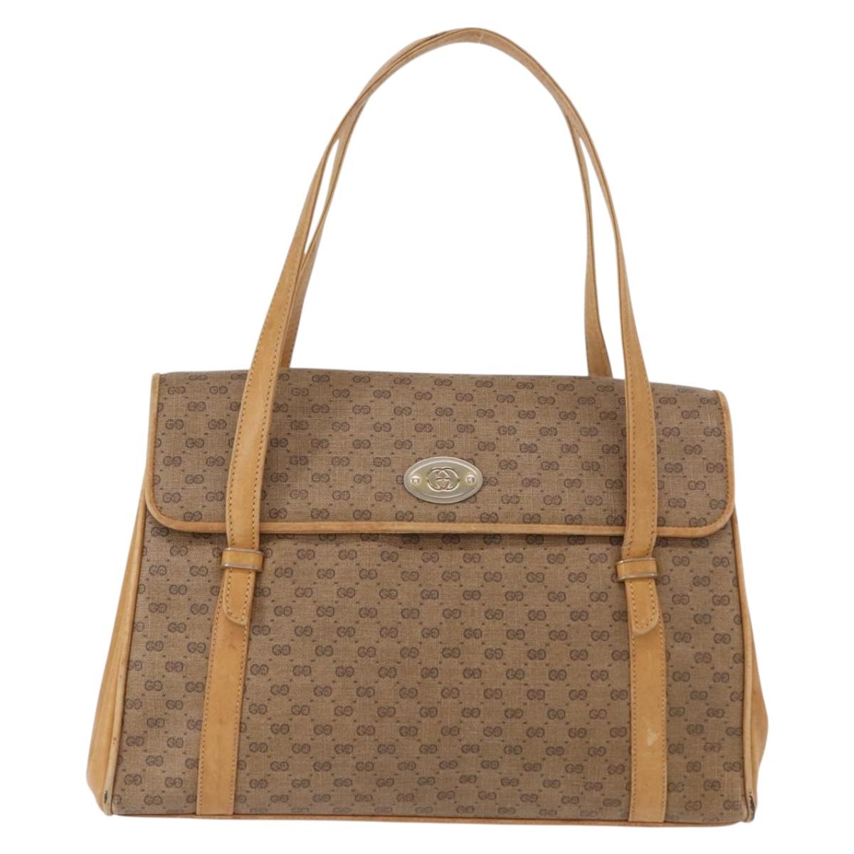 GUCCI Micro GG Supreme Hand Bag PVC Beige Gold 000 46 4857 Auth gh1508