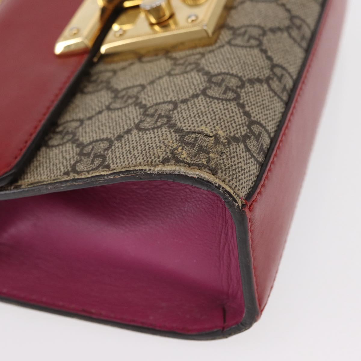 GUCCI GG Supreme Chain Shoulder Bag PVC Beige Gold 409487 Auth gh1509
