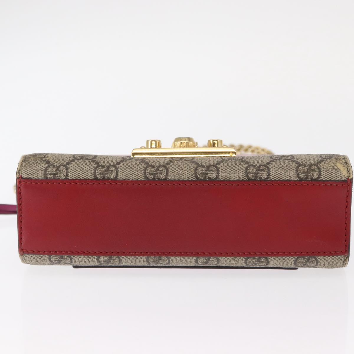 GUCCI GG Supreme Chain Shoulder Bag PVC Beige Gold 409487 Auth gh1509