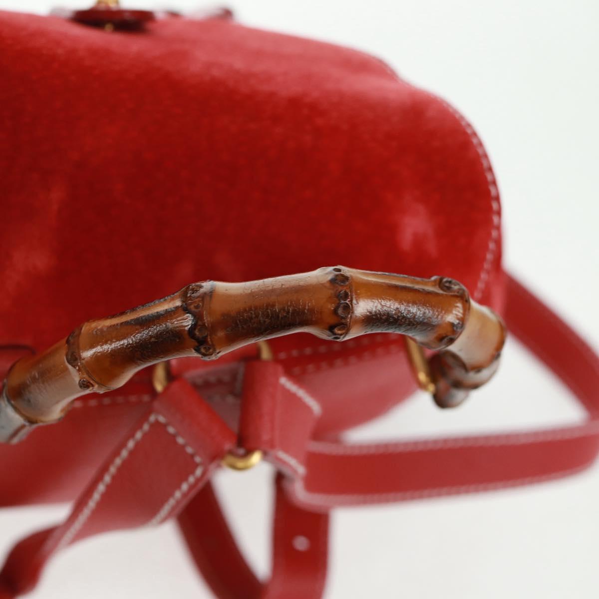 GUCCI Bamboo Backpack Suede Red Gold 003 1998 0030 Auth gh1510