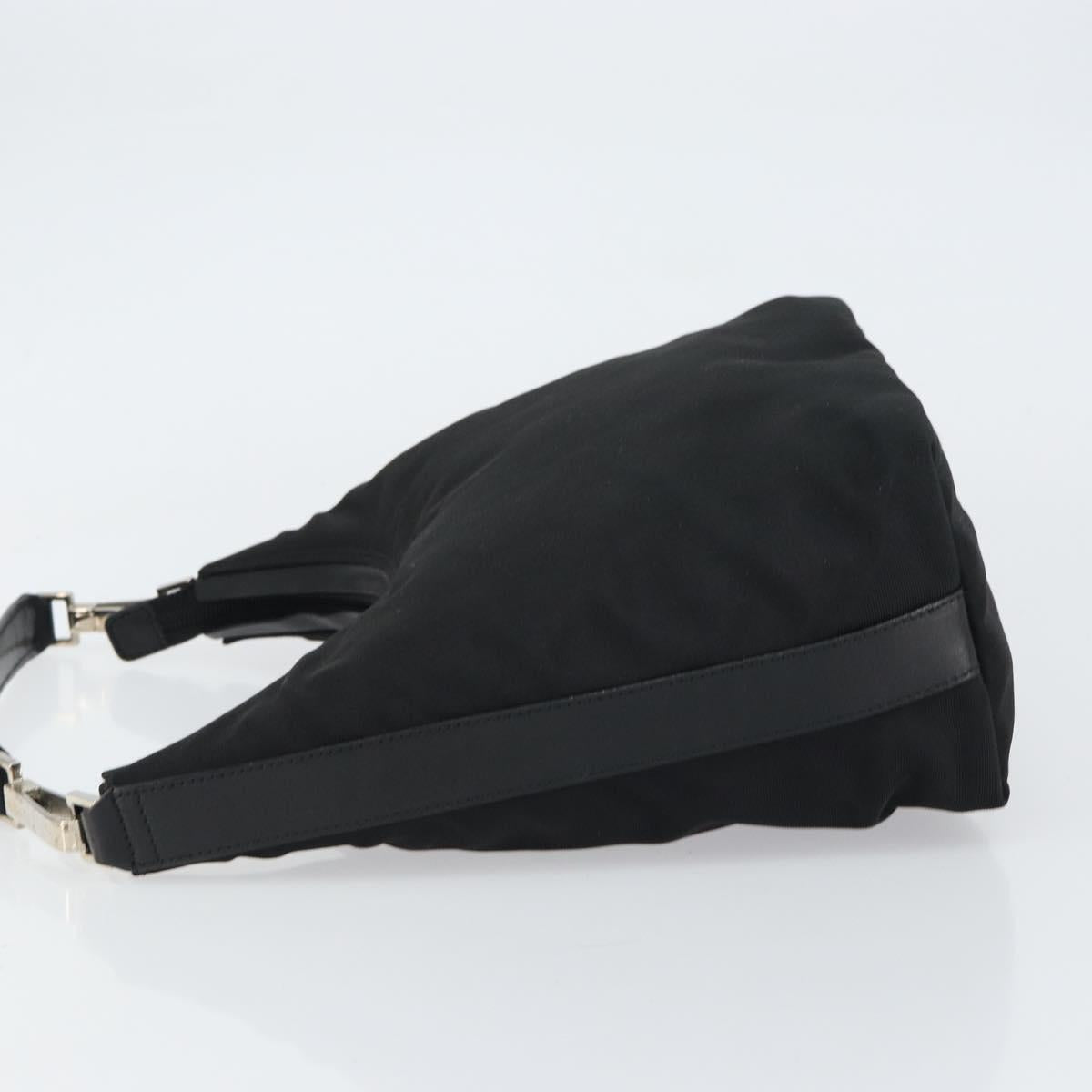 GUCCI Shoulder Bag Nylon Black Silver 000 0602 3754 Auth gh1511