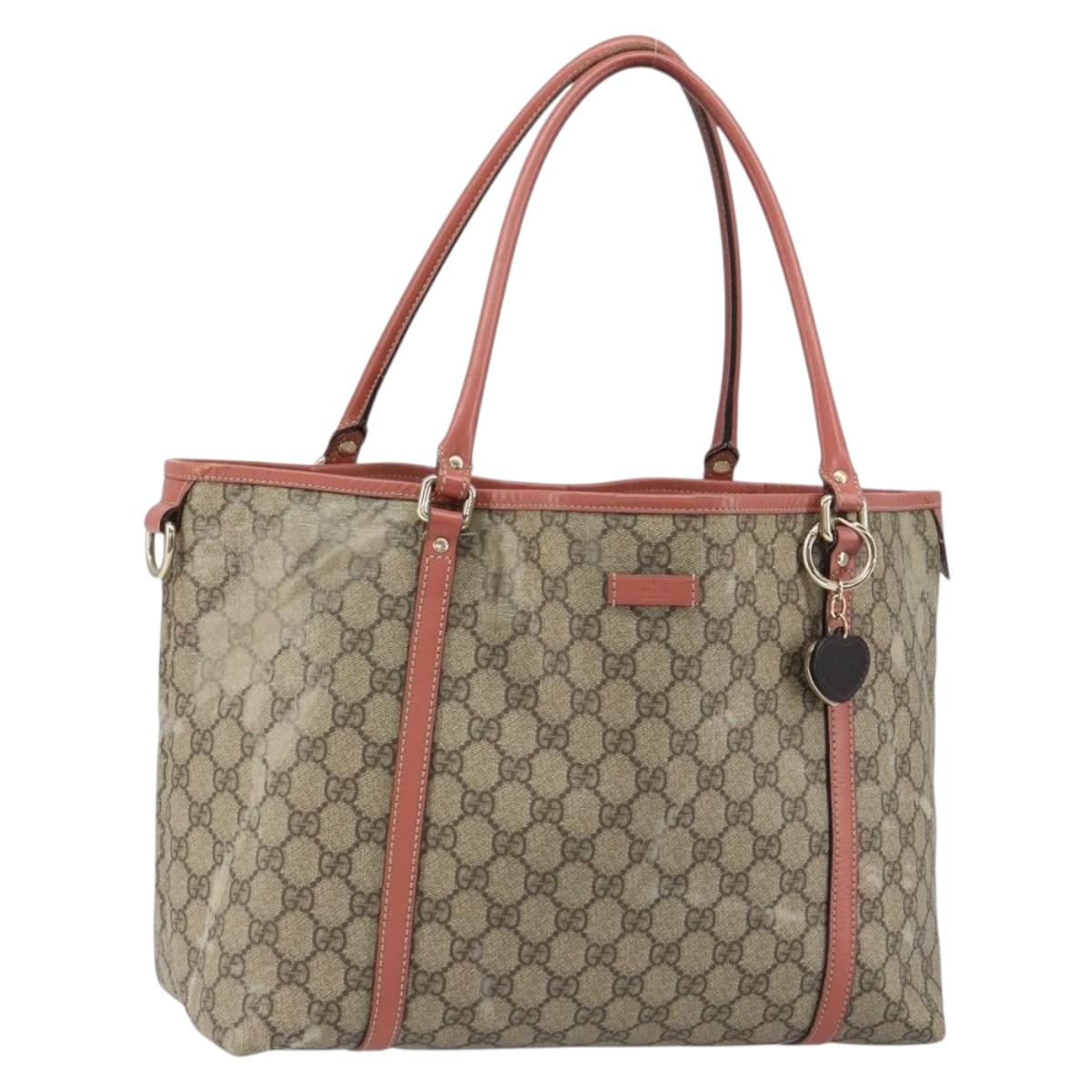 GUCCI GG Supreme Tote Bag PVC Beige Gold 197953 Auth gh1517