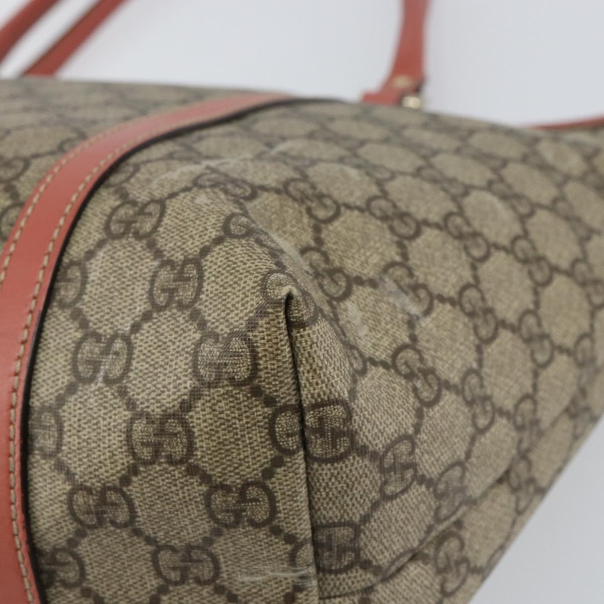 GUCCI GG Supreme Tote Bag PVC Beige Gold 197953 Auth gh1517