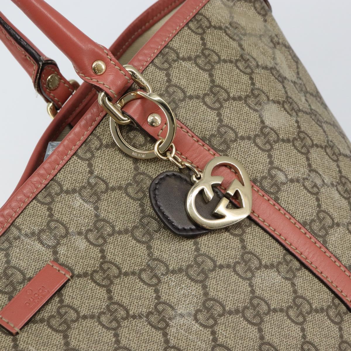 GUCCI GG Supreme Tote Bag PVC Beige Gold 197953 Auth gh1517