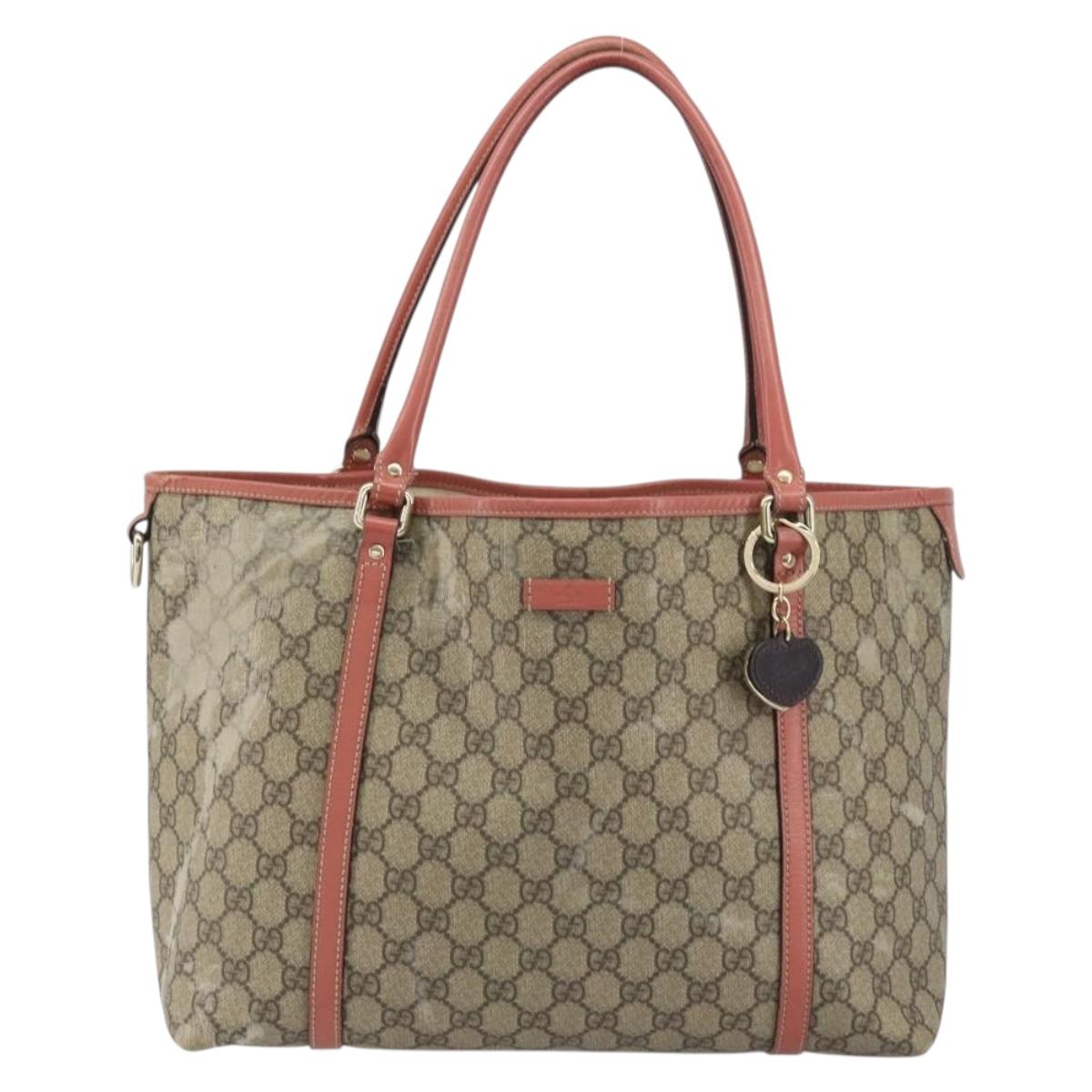 GUCCI GG Supreme Tote Bag PVC Beige Gold 197953 Auth gh1517