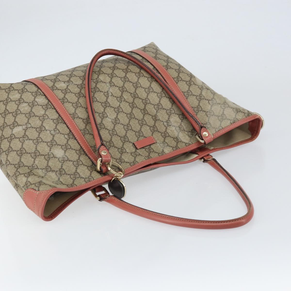 GUCCI GG Supreme Tote Bag PVC Beige Gold 197953 Auth gh1517