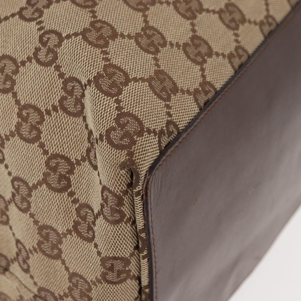 GUCCI GG Canvas Tote Bag Beige Silver 31242 Auth gh1518