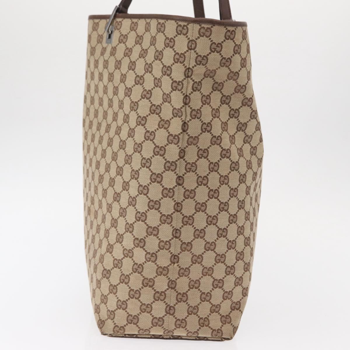 GUCCI GG Canvas Tote Bag Beige Silver 31242 Auth gh1518
