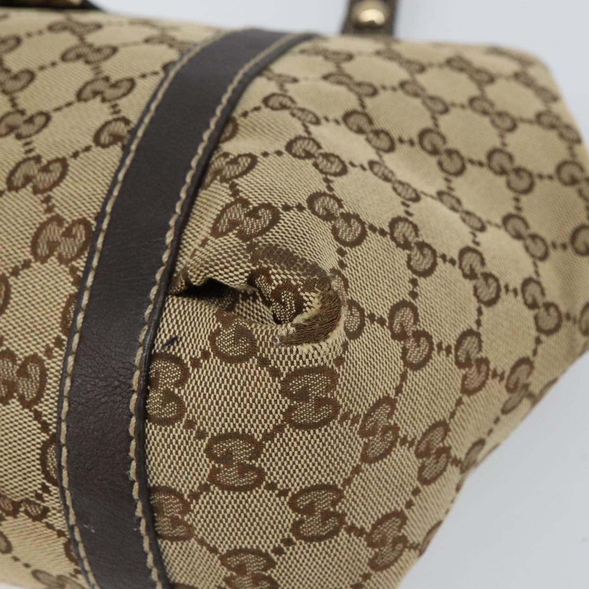 GUCCI GG Canvas Web Sherry Line Tote Bag Beige Gold 211937 Auth gh1522