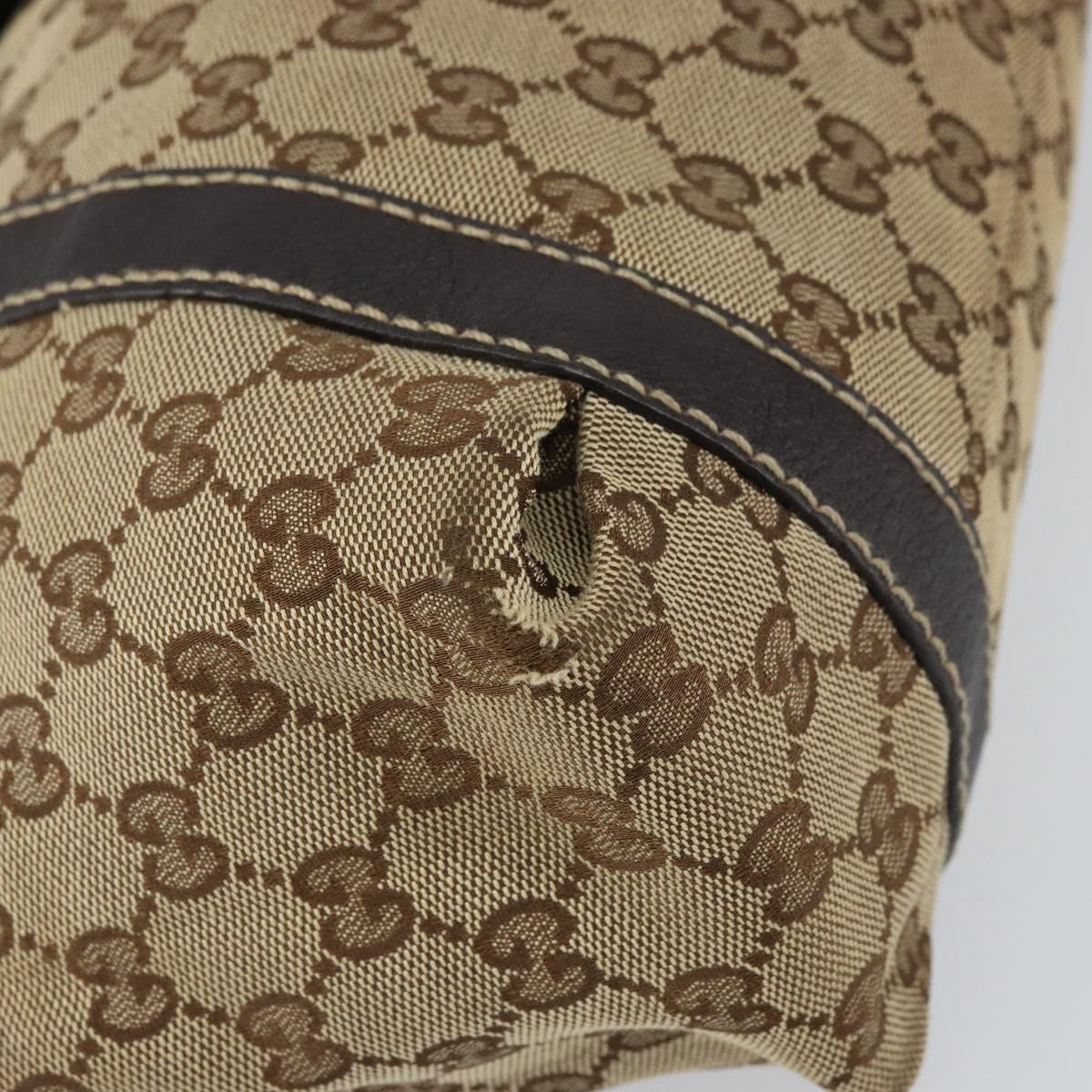 GUCCI GG Canvas Web Sherry Line Tote Bag Beige Gold 211937 Auth gh1522
