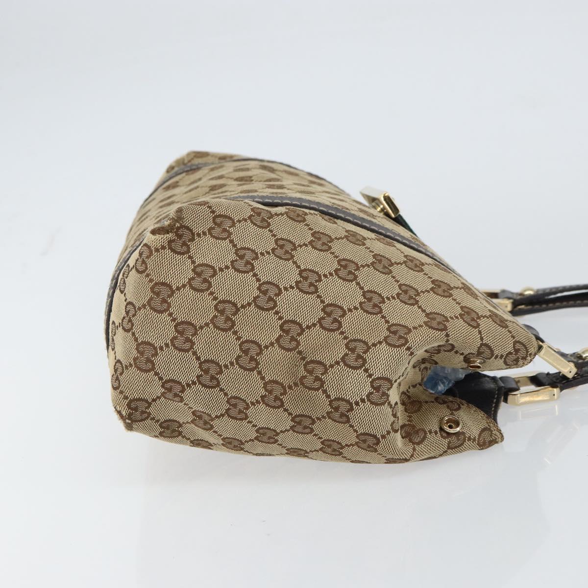 GUCCI GG Canvas Web Sherry Line Tote Bag Beige Gold 211937 Auth gh1522