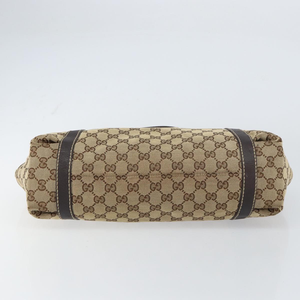GUCCI GG Canvas Web Sherry Line Tote Bag Beige Gold 211937 Auth gh1522