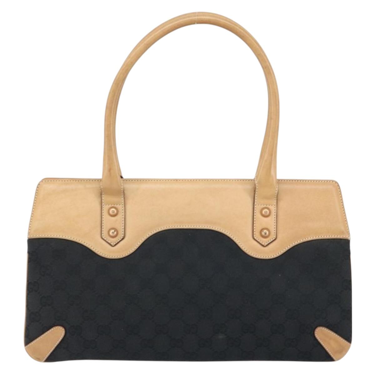 GUCCI GG Canvas Tote Bag Black Gold 114913 Auth gh1523