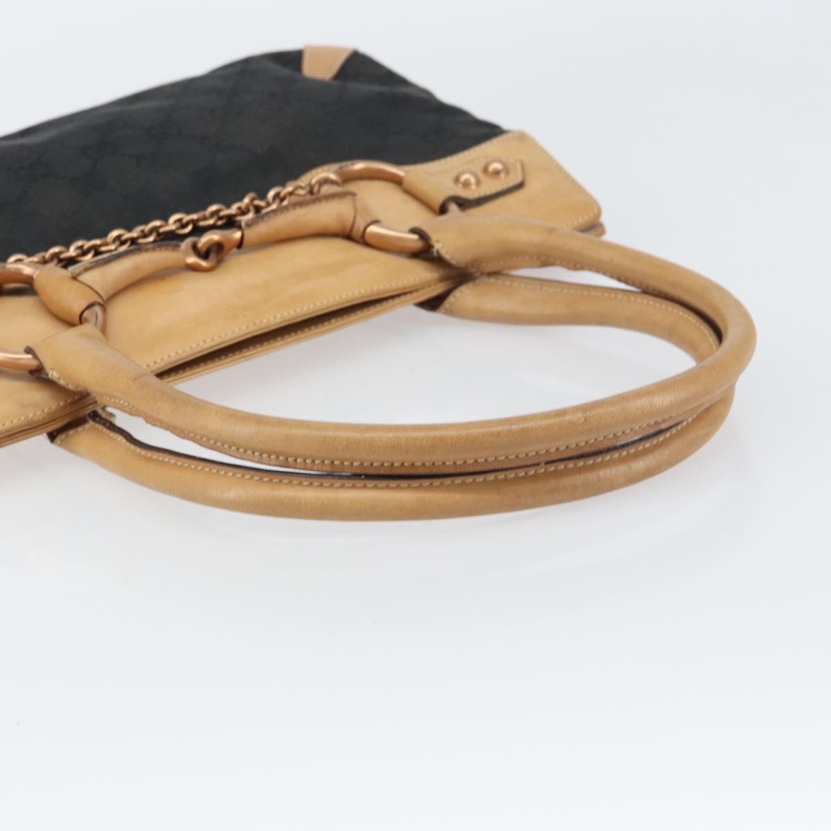 GUCCI GG Canvas Tote Bag Black Gold 114913 Auth gh1523