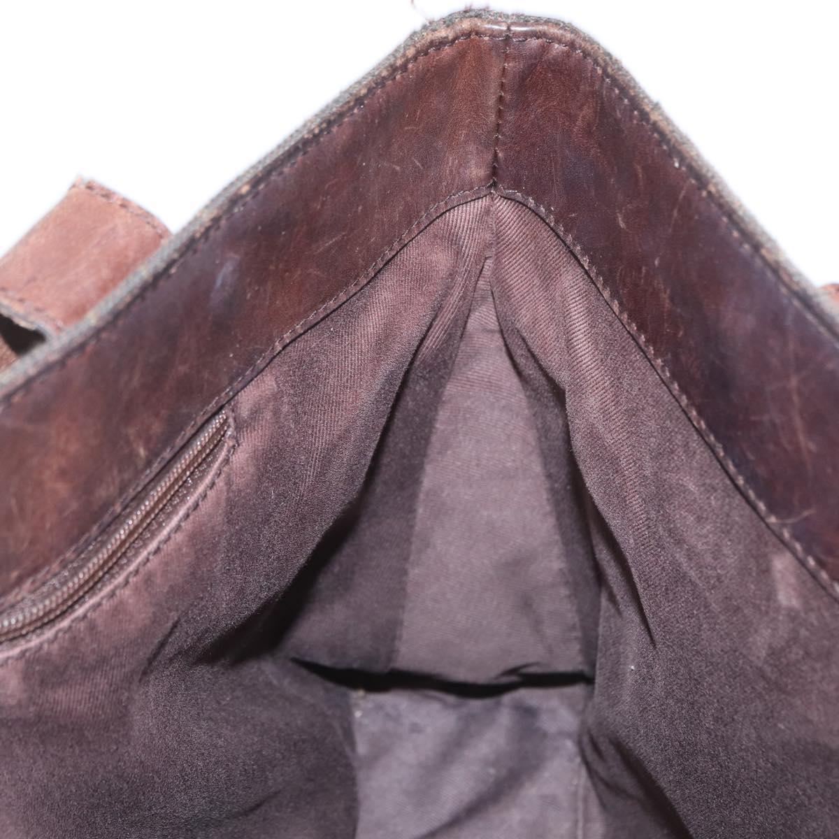 GUCCI GG Canvas Tote Bag Brown Silver 73983 Auth gh1524