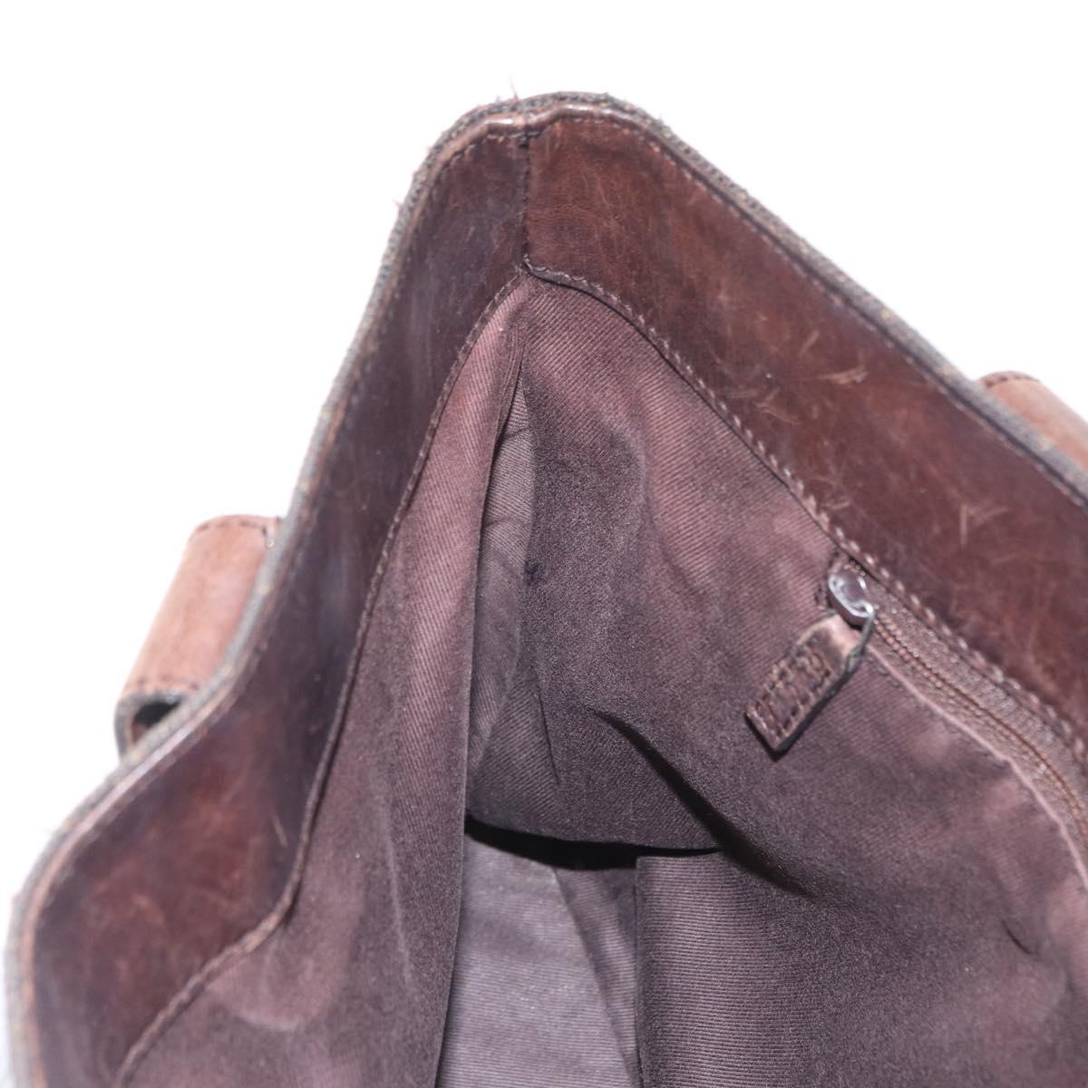 GUCCI GG Canvas Tote Bag Brown Silver 73983 Auth gh1524