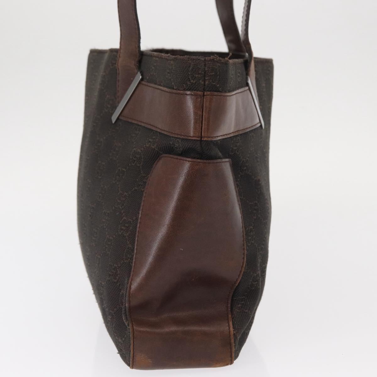 GUCCI GG Canvas Tote Bag Brown Silver 73983 Auth gh1524