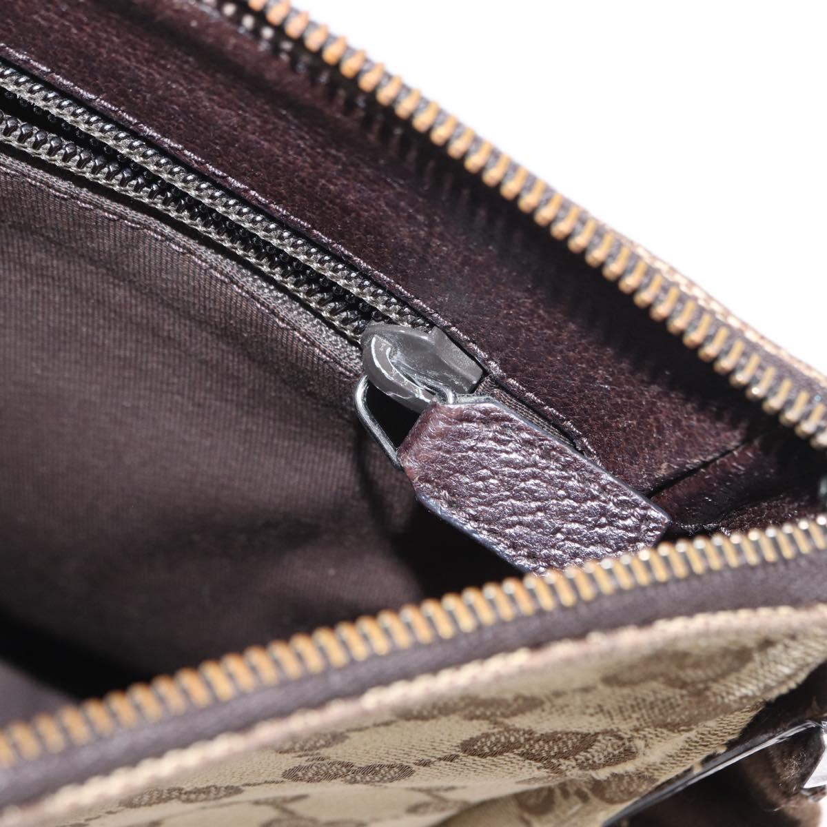 GUCCI GG Canvas Shoulder Bag Beige Silver 114273 Auth gh1525