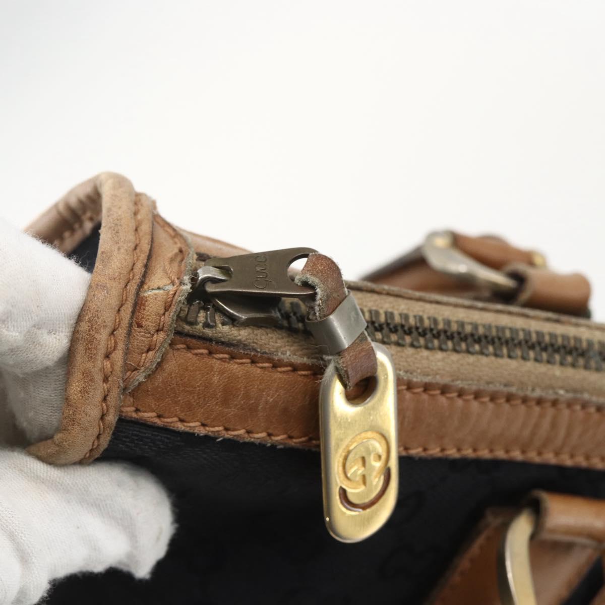 GUCCI Web Sherry Line GG Canvas Hand Bag 2way Black Gold Auth gh1528
