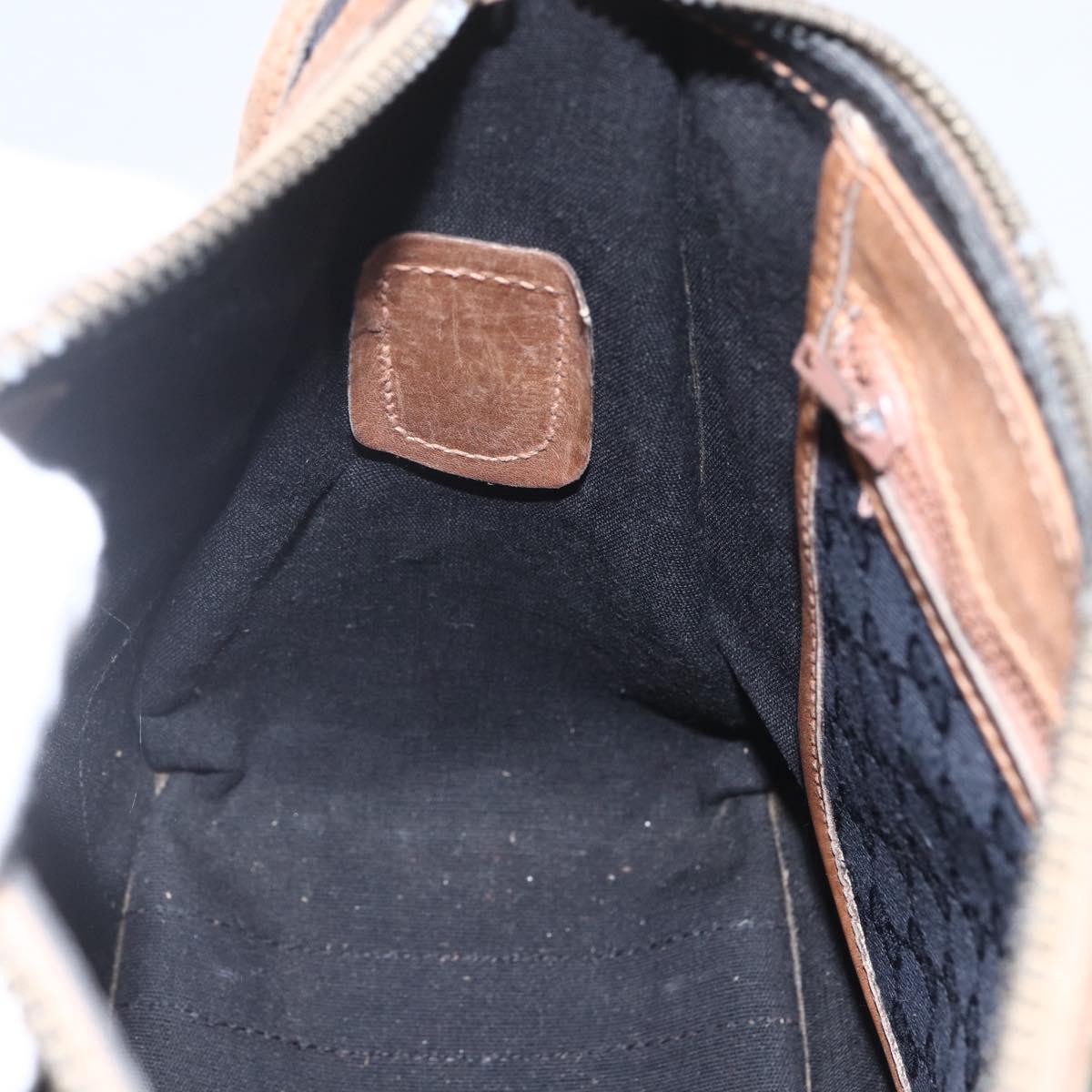 GUCCI Web Sherry Line GG Canvas Hand Bag 2way Black Gold Auth gh1528