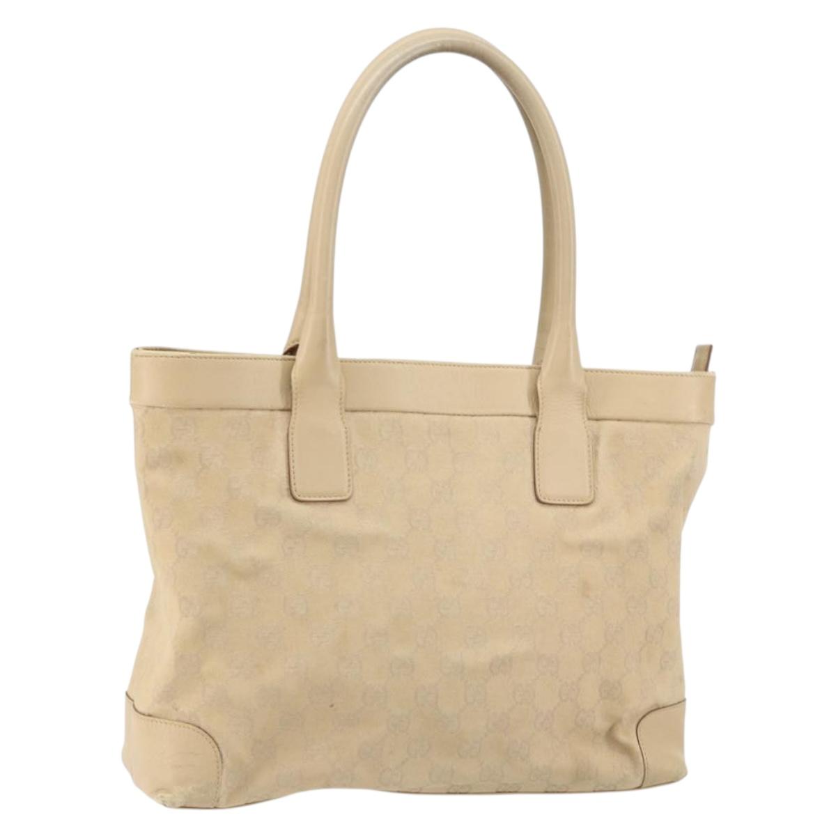GUCCI GG Canvas Tote Bag Beige Gold 33890 Auth gh1529