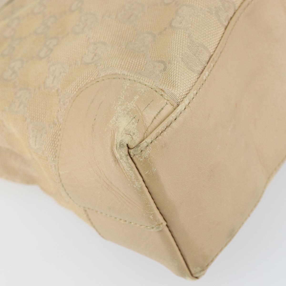 GUCCI GG Canvas Tote Bag Beige Gold 33890 Auth gh1529