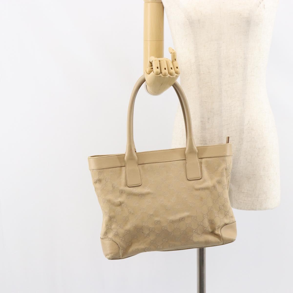 GUCCI GG Canvas Tote Bag Beige Gold 33890 Auth gh1529