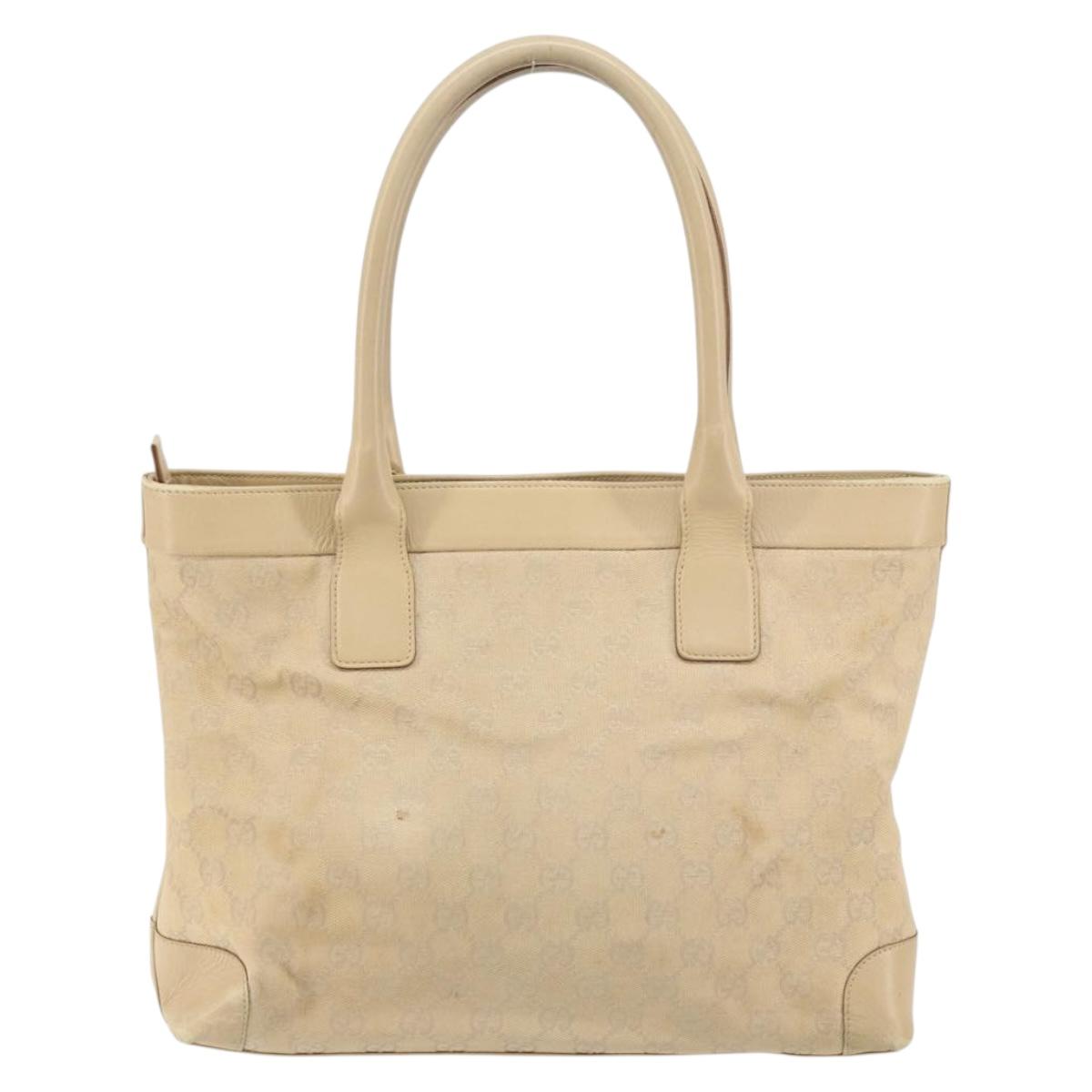 GUCCI GG Canvas Tote Bag Beige Gold 33890 Auth gh1529
