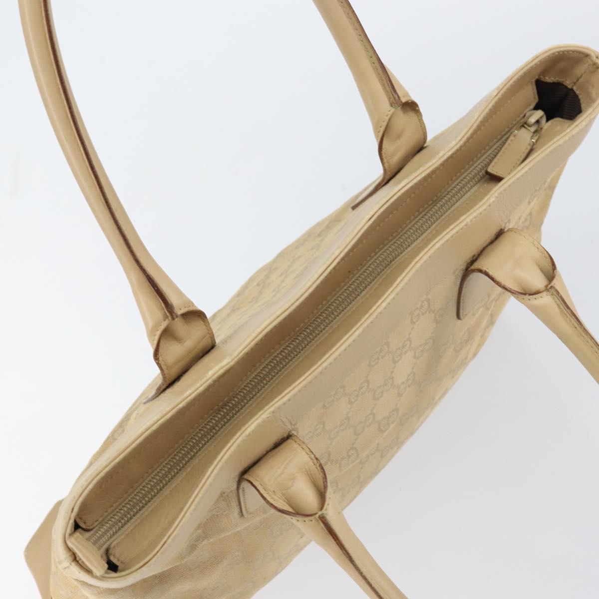 GUCCI GG Canvas Tote Bag Beige Gold 33890 Auth gh1529
