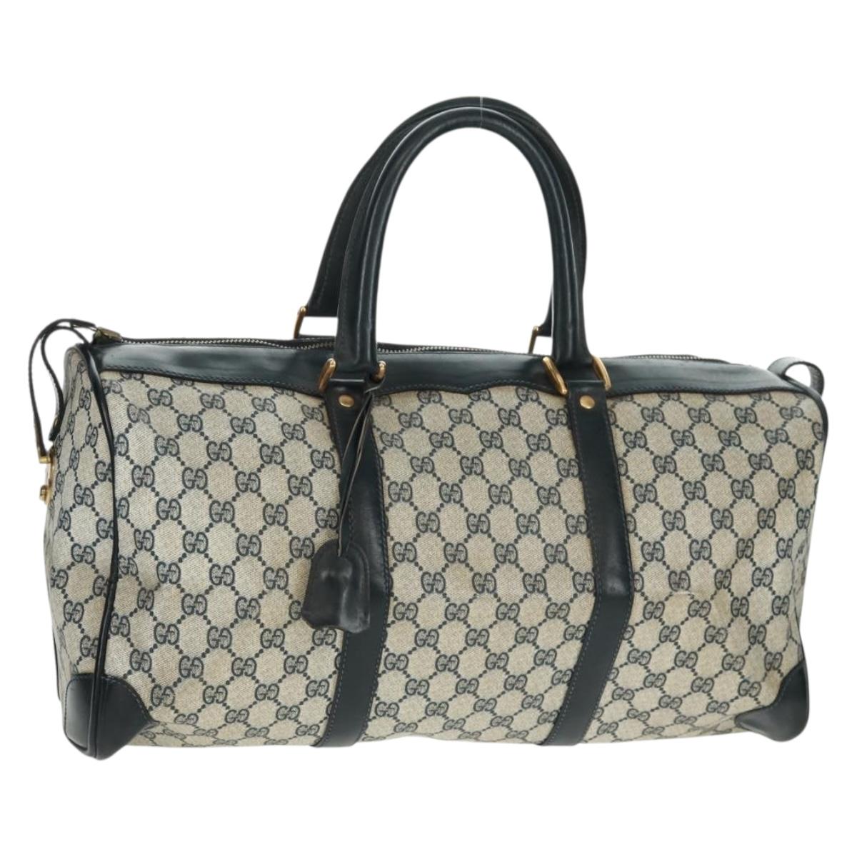 GUCCI GG Supreme Boston Bag PVC Navy Gold Auth gh1530