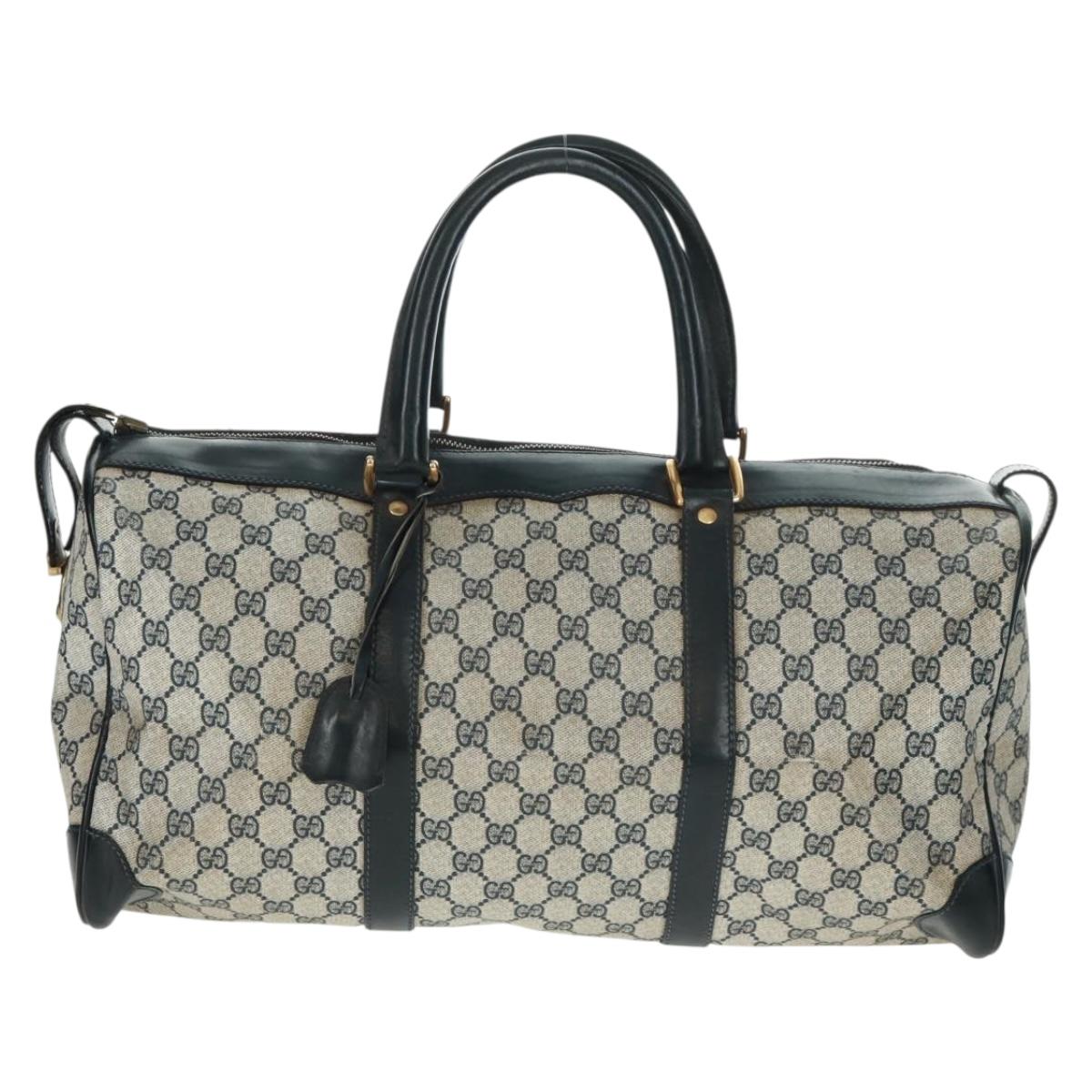 GUCCI GG Supreme Boston Bag PVC Navy Gold Auth gh1530