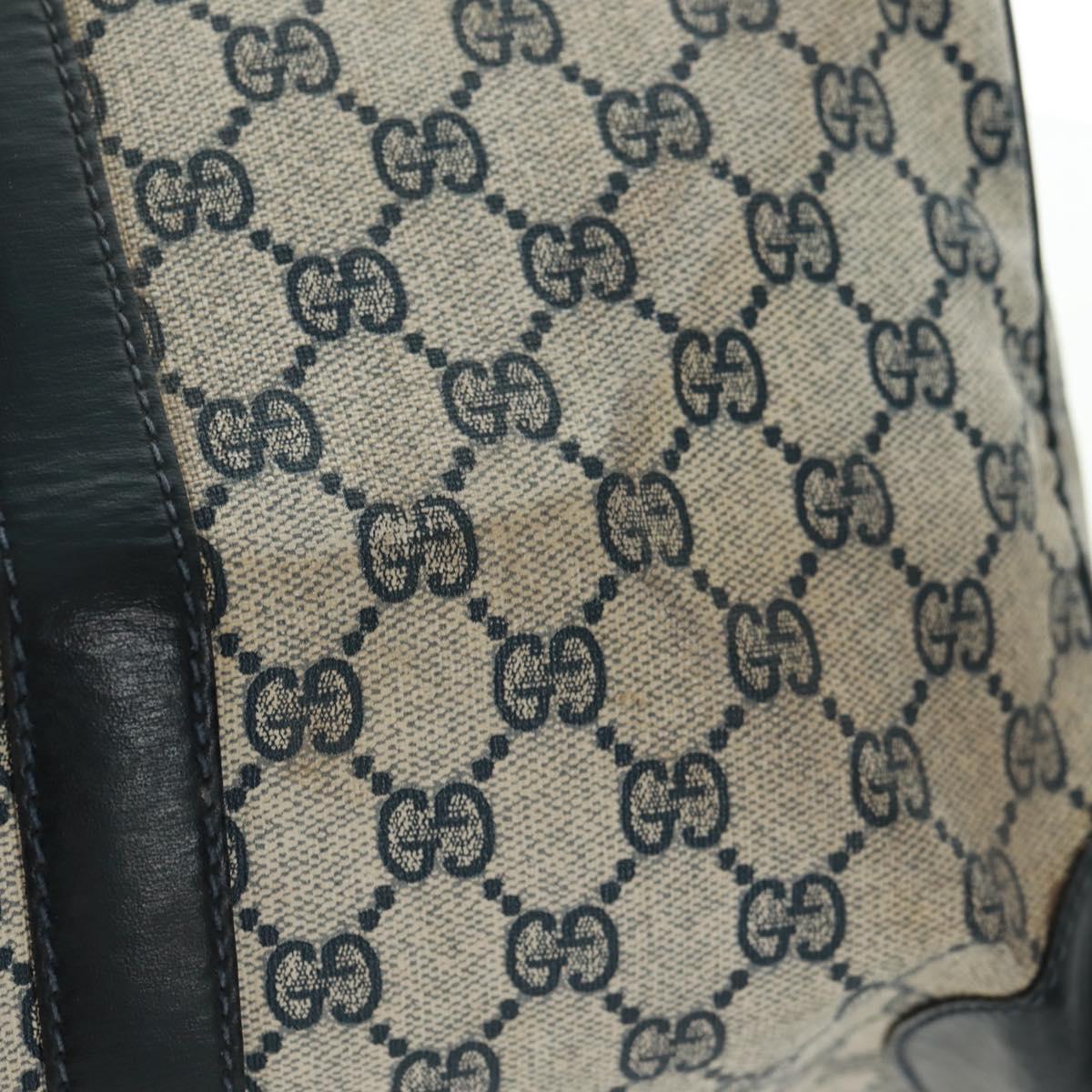 GUCCI GG Supreme Boston Bag PVC Navy Gold Auth gh1530