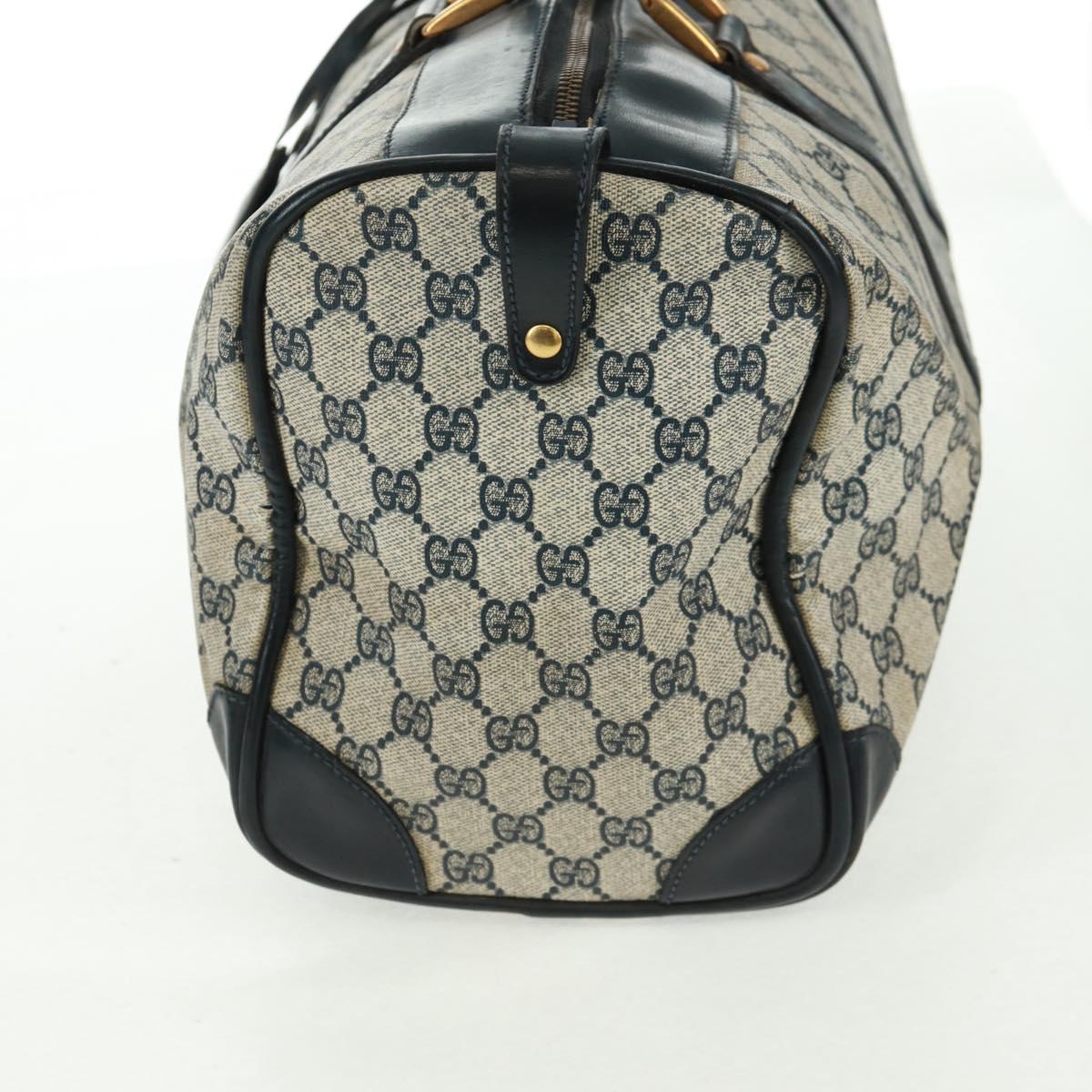 GUCCI GG Supreme Boston Bag PVC Navy Gold Auth gh1530