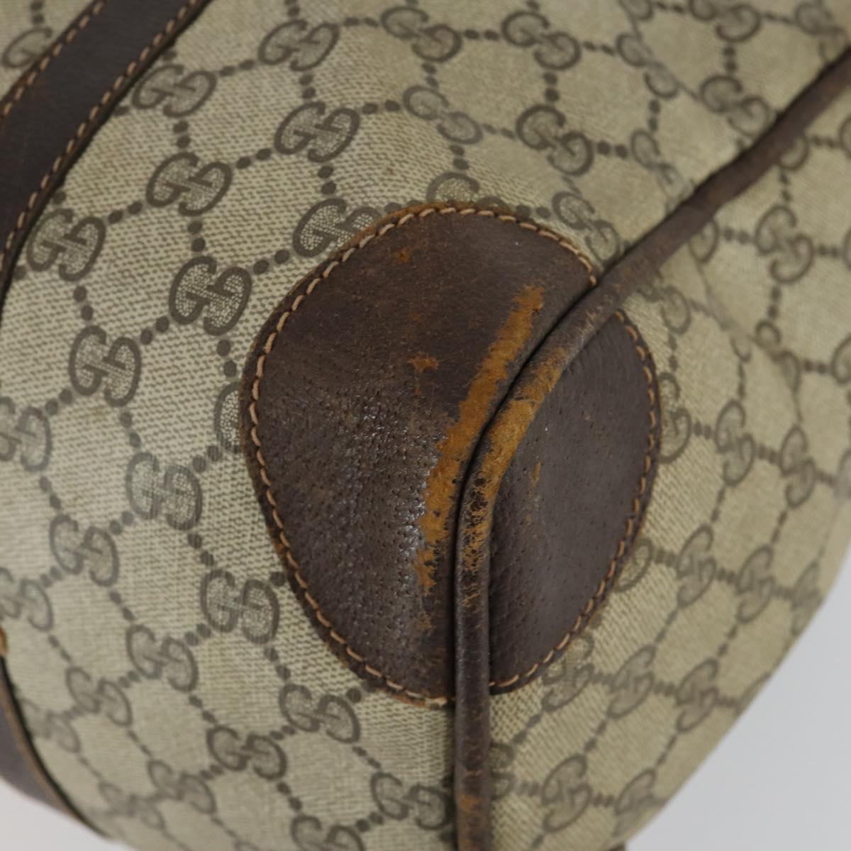GUCCI GG Supreme Web Sherry Line Boston Bag PVC Beige Gold Auth gh1531