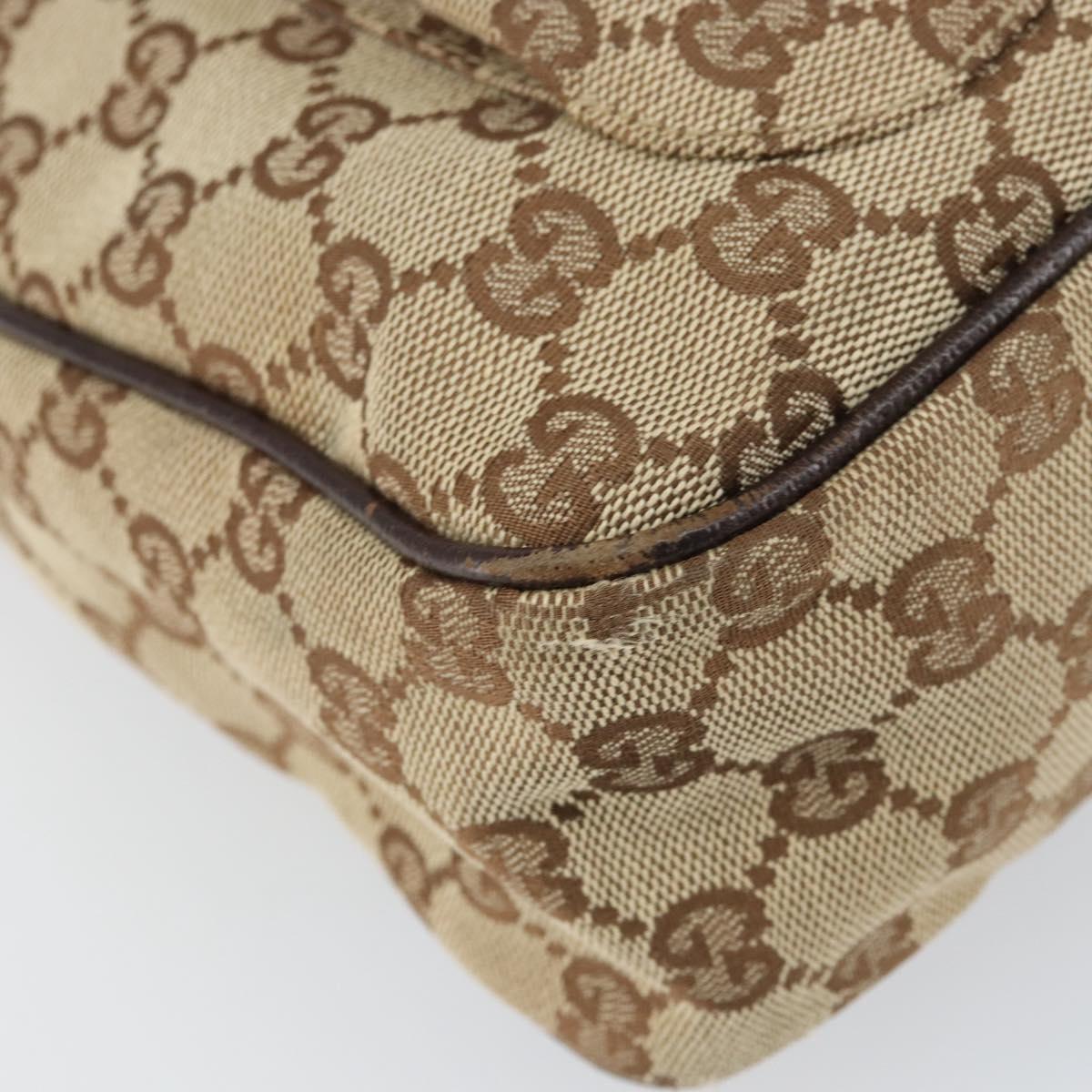 GUCCI GG Canvas Shoulder Bag Beige Silver 131211 Auth gh1532