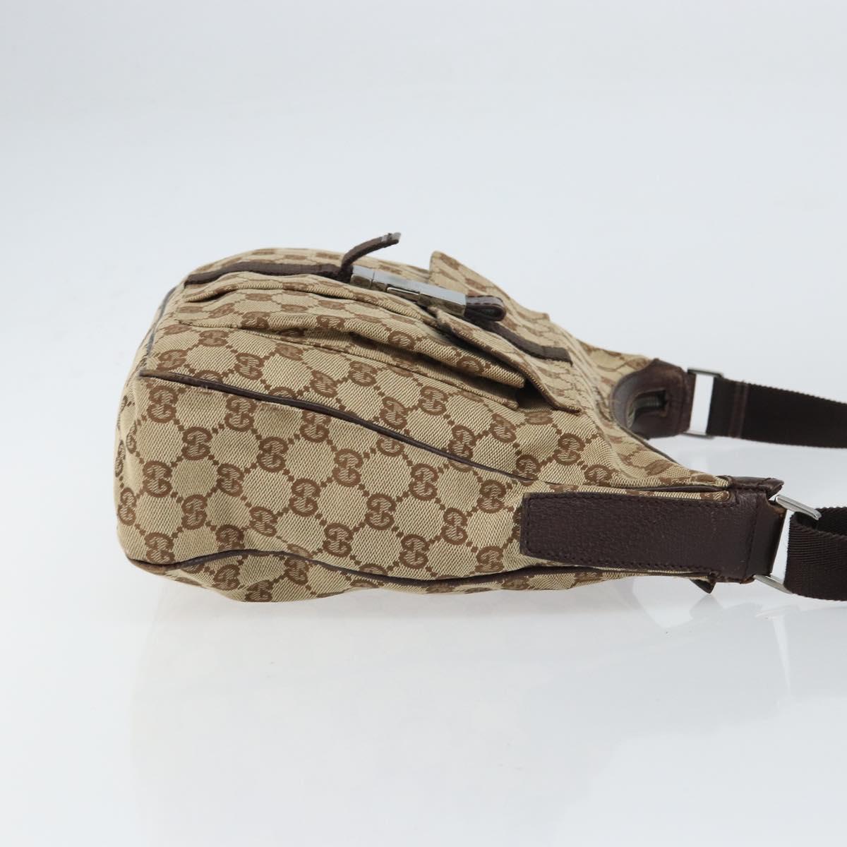GUCCI GG Canvas Shoulder Bag Beige Silver 131211 Auth gh1532