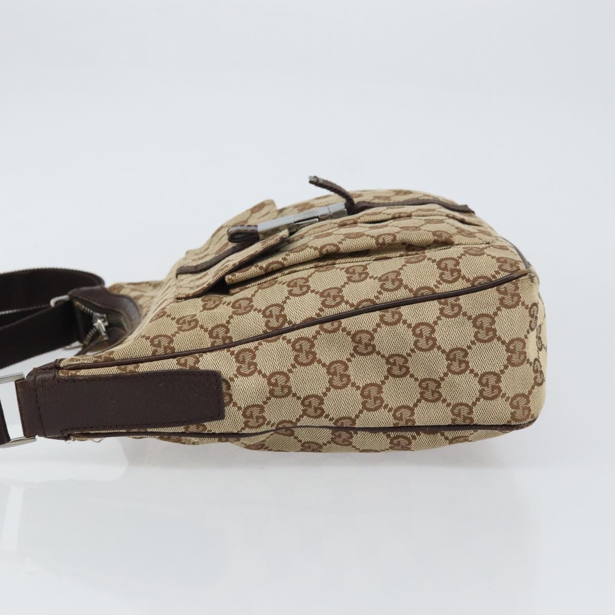 GUCCI GG Canvas Shoulder Bag Beige Silver 131211 Auth gh1532