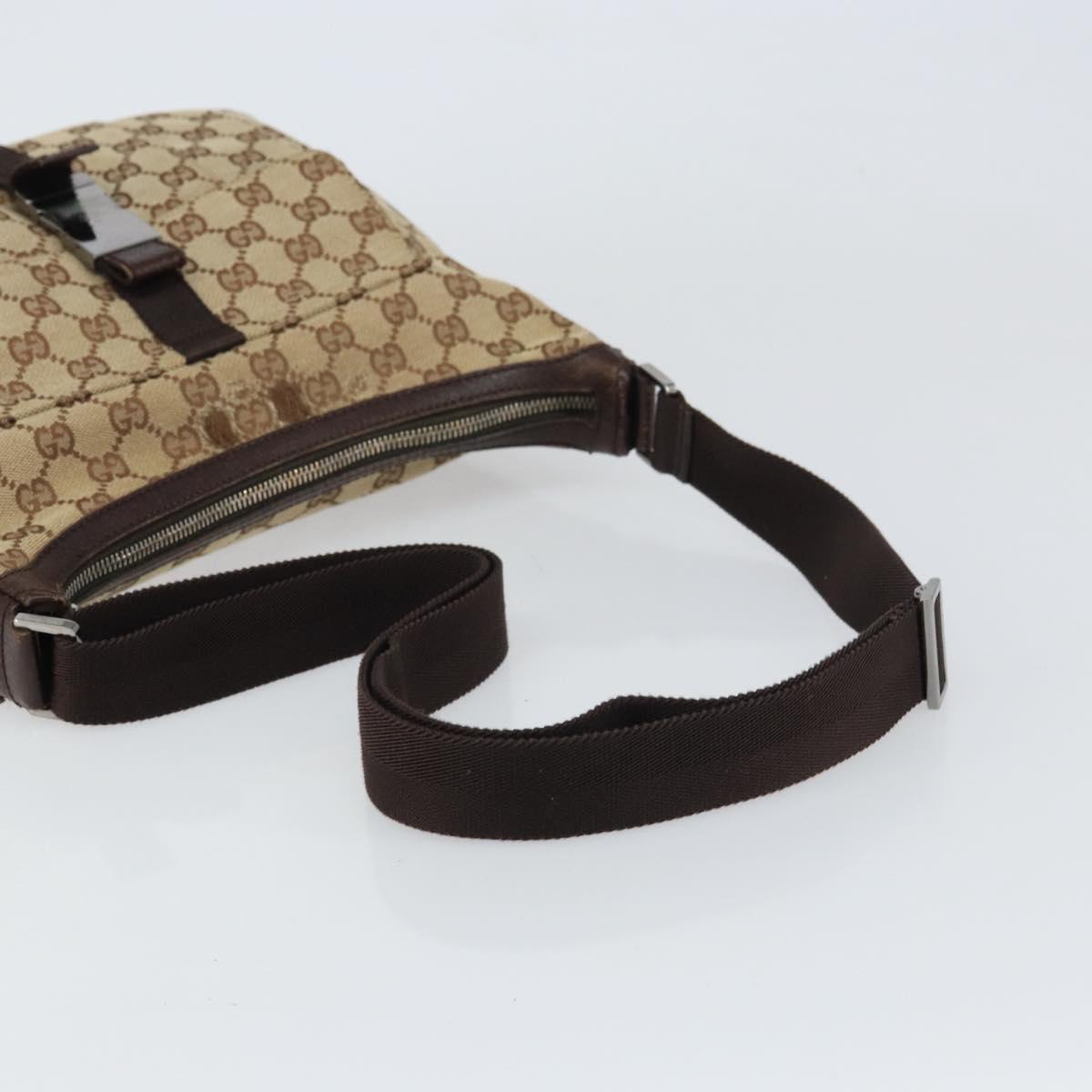 GUCCI GG Canvas Shoulder Bag Beige Silver 131211 Auth gh1532