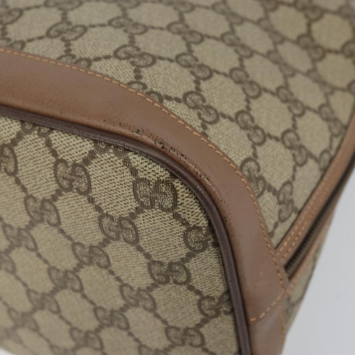 GUCCI GG Supreme Hand Bag PVC Beige Gold Auth gh1534