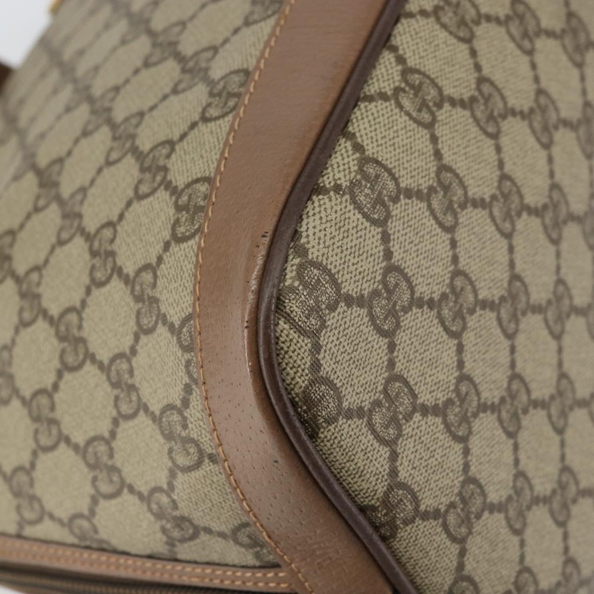 GUCCI GG Supreme Hand Bag PVC Beige Gold Auth gh1534