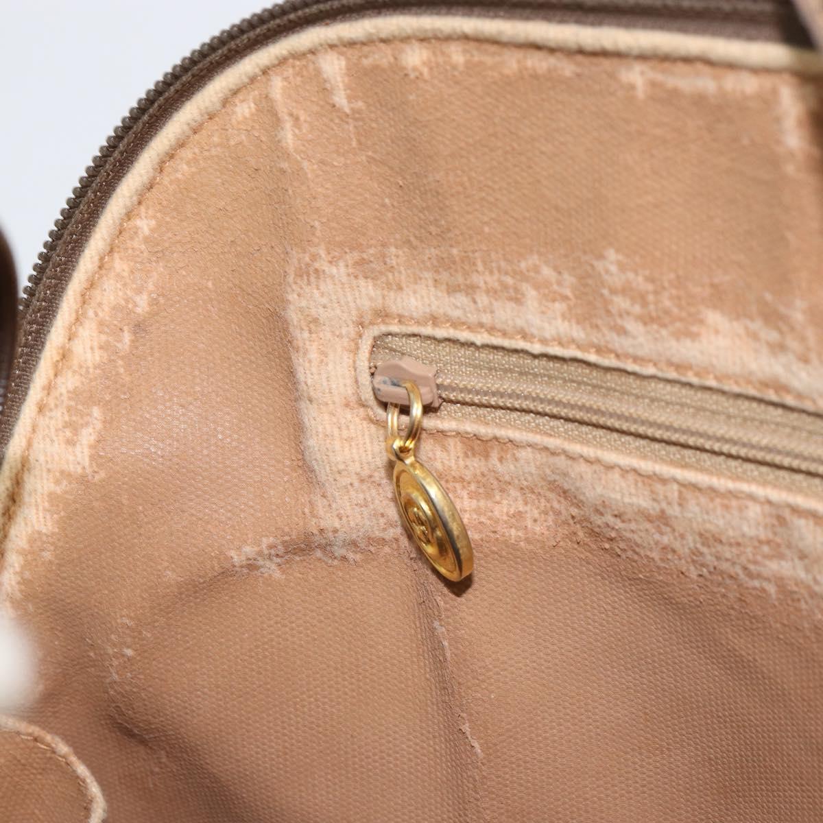 GUCCI GG Supreme Hand Bag PVC Beige Gold Auth gh1534